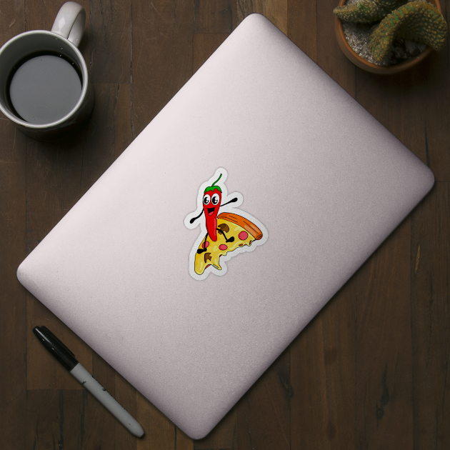 Pepperoni Pizza Surfing by Foxxy Merch